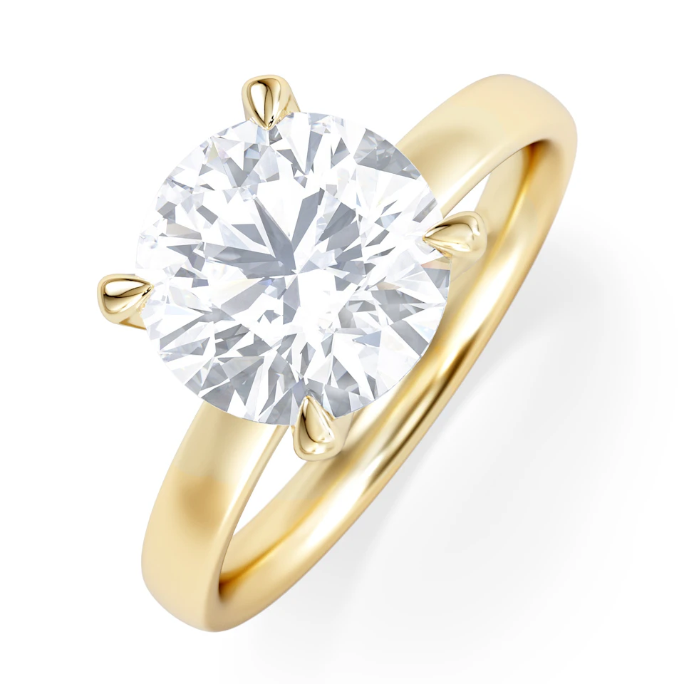 Origin 3.00ct Round Cut Lab Diamond Solitaire Engagement Ring in 18K Yellow Gold