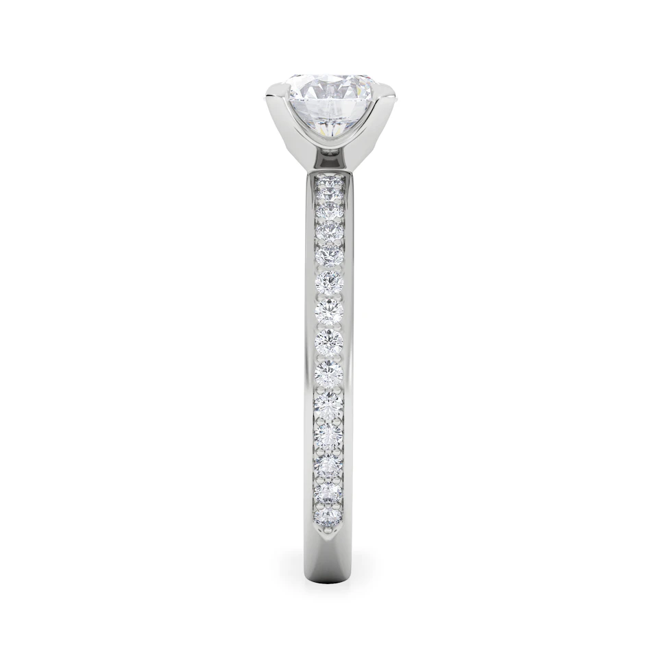 Origin 1.25ct Round Cut Lab Diamond Solitaire Engagement Ring with Side Stones in 18K White Gold