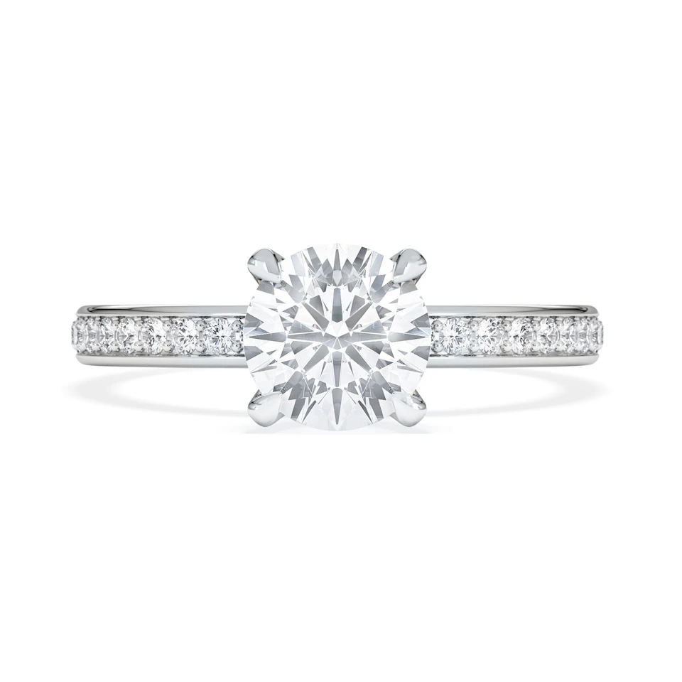 Origin 1.25ct Round Cut Lab Diamond Solitaire Engagement Ring with Side Stones in 18K White Gold