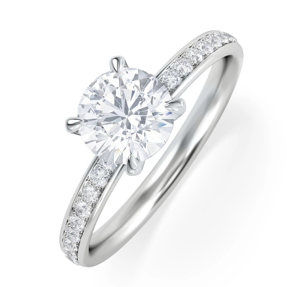 Origin 1.25ct Round Cut Lab Diamond Solitaire Engagement Ring with Side Stones in Platinum