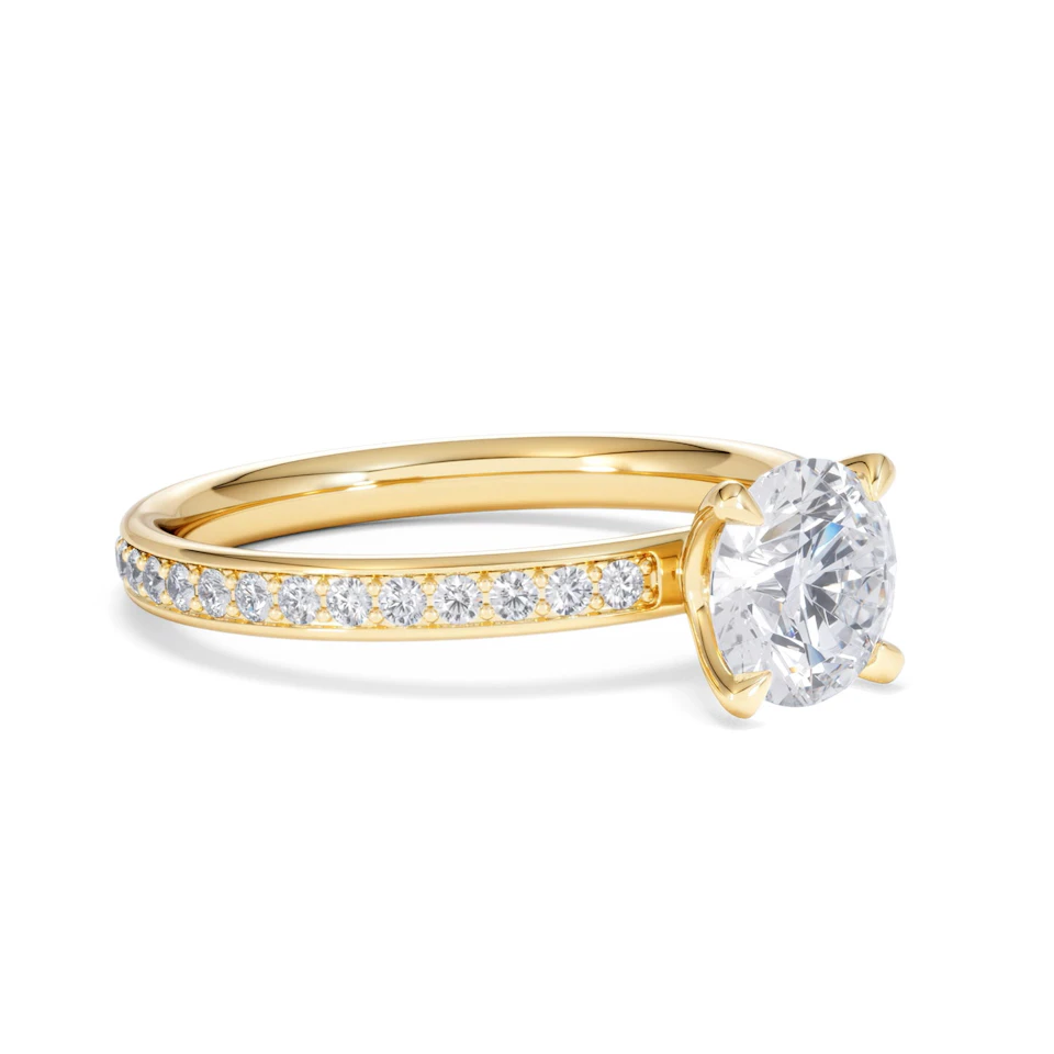 Origin 1.25ct Round Cut Lab Diamond Solitaire Engagement Ring with Side Stones in 18K Yellow Gold