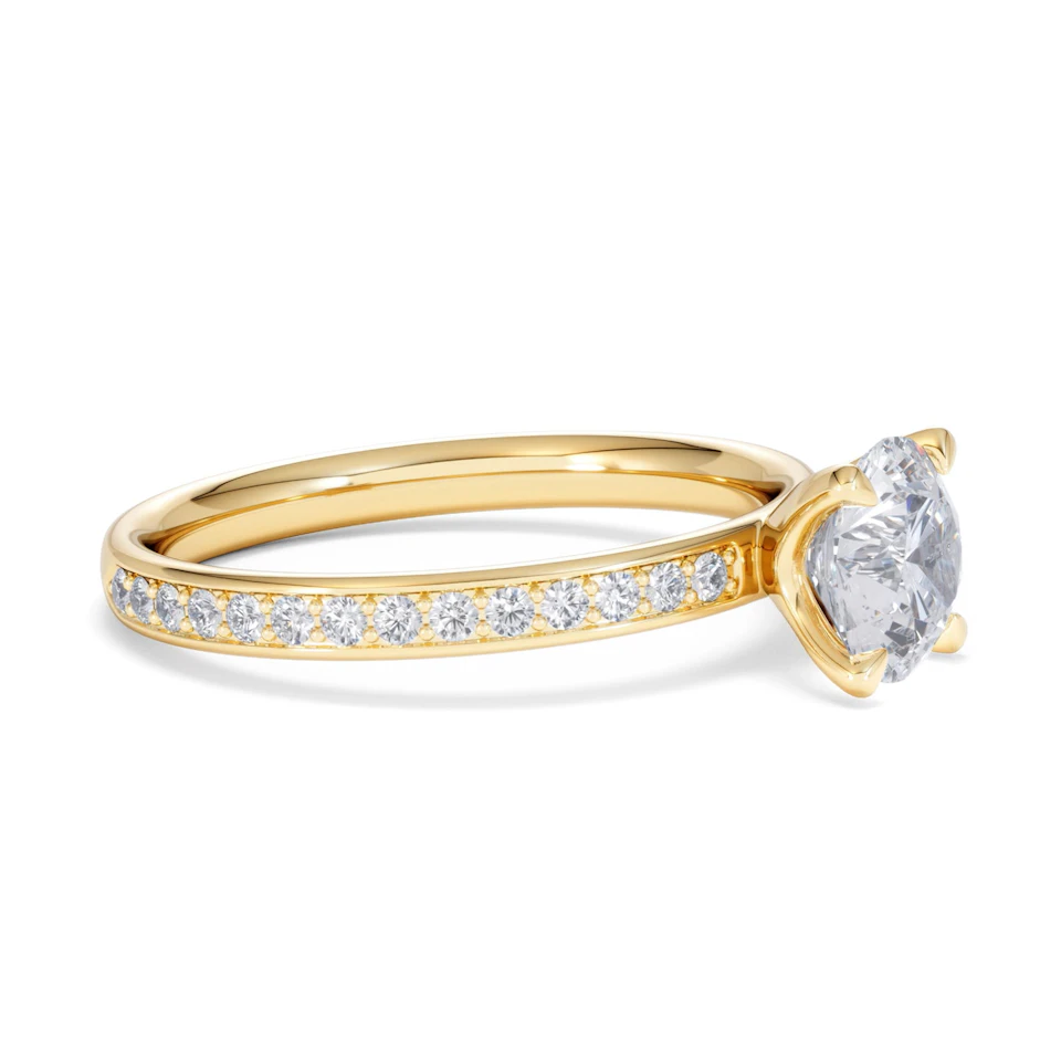 Origin 1.25ct Round Cut Lab Diamond Solitaire Engagement Ring with Side Stones in 18K Yellow Gold
