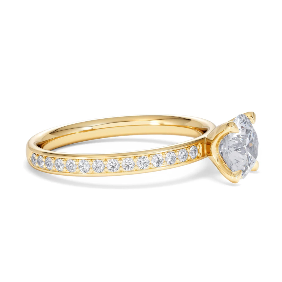 Origin 1.25ct Round Cut Lab Diamond Solitaire Engagement Ring with Side Stones in 18K Yellow Gold