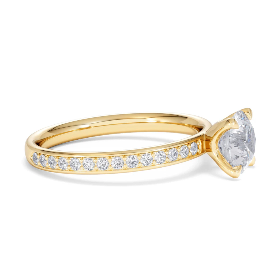 Origin 1.25ct Round Cut Lab Diamond Solitaire Engagement Ring with Side Stones in 18K Yellow Gold