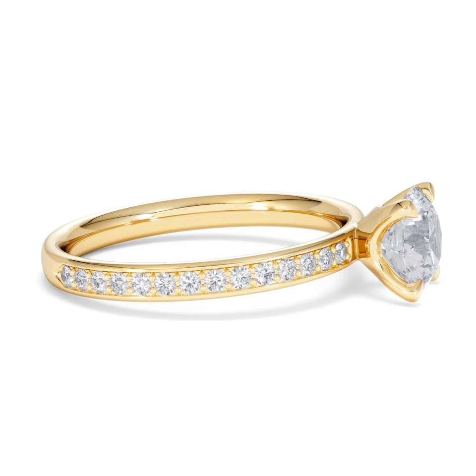 Origin 1.25ct Round Cut Lab Diamond Solitaire Engagement Ring with Side Stones in 18K Yellow Gold