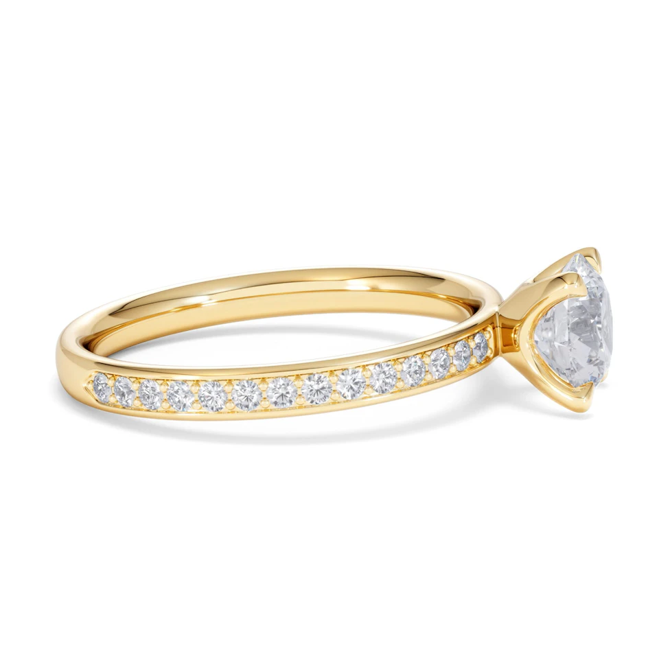Origin 1.25ct Round Cut Lab Diamond Solitaire Engagement Ring with Side Stones in 18K Yellow Gold