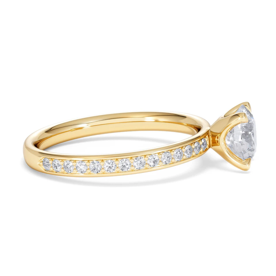 Origin 1.25ct Round Cut Lab Diamond Solitaire Engagement Ring with Side Stones in 18K Yellow Gold