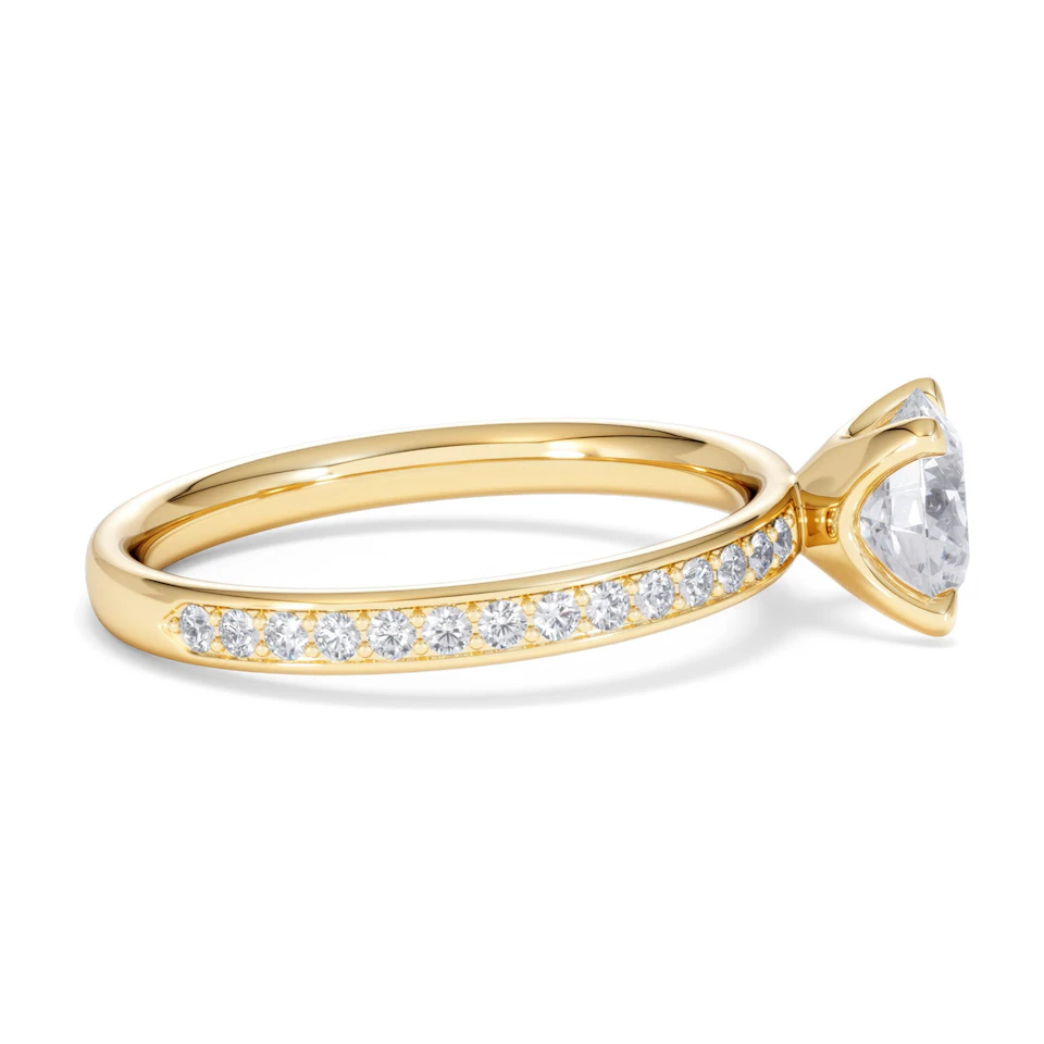 Origin 1.25ct Round Cut Lab Diamond Solitaire Engagement Ring with Side Stones in 18K Yellow Gold