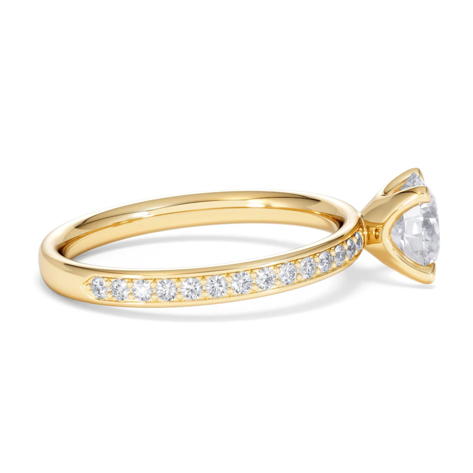 Origin 1.25ct Round Cut Lab Diamond Solitaire Engagement Ring with Side Stones in 18K Yellow Gold