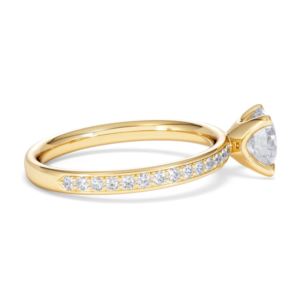 Origin 1.25ct Round Cut Lab Diamond Solitaire Engagement Ring with Side Stones in 18K Yellow Gold