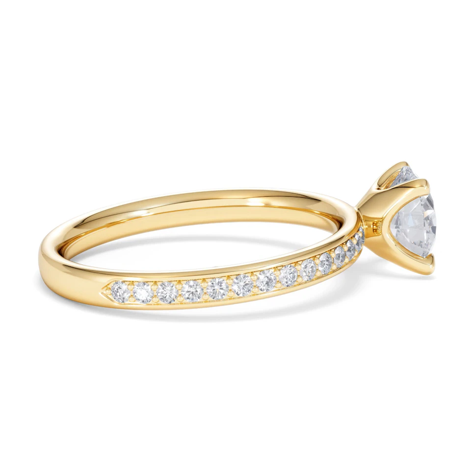 Origin 1.25ct Round Cut Lab Diamond Solitaire Engagement Ring with Side Stones in 18K Yellow Gold
