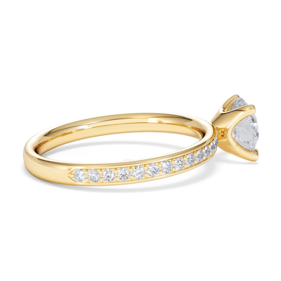 Origin 1.25ct Round Cut Lab Diamond Solitaire Engagement Ring with Side Stones in 18K Yellow Gold