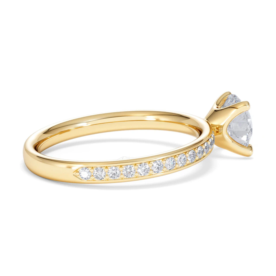 Origin 1.25ct Round Cut Lab Diamond Solitaire Engagement Ring with Side Stones in 18K Yellow Gold