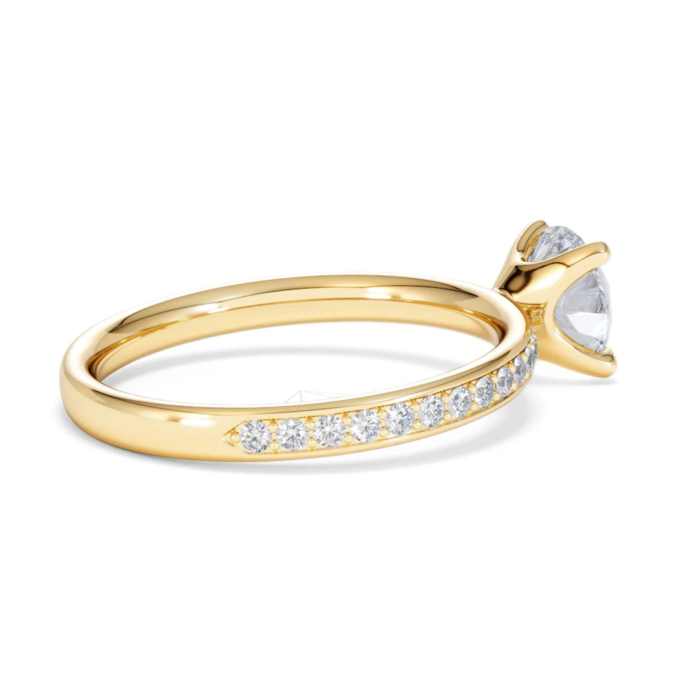 Origin 1.25ct Round Cut Lab Diamond Solitaire Engagement Ring with Side Stones in 18K Yellow Gold