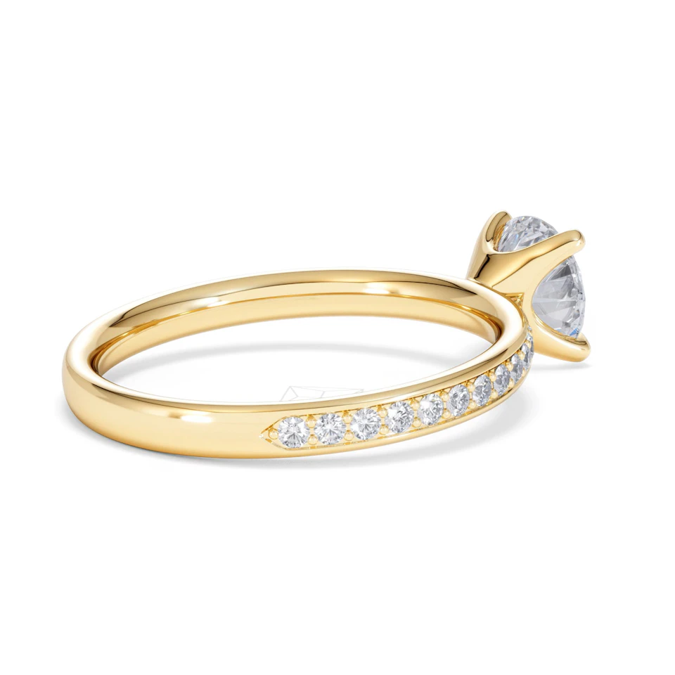 Origin 1.25ct Round Cut Lab Diamond Solitaire Engagement Ring with Side Stones in 18K Yellow Gold