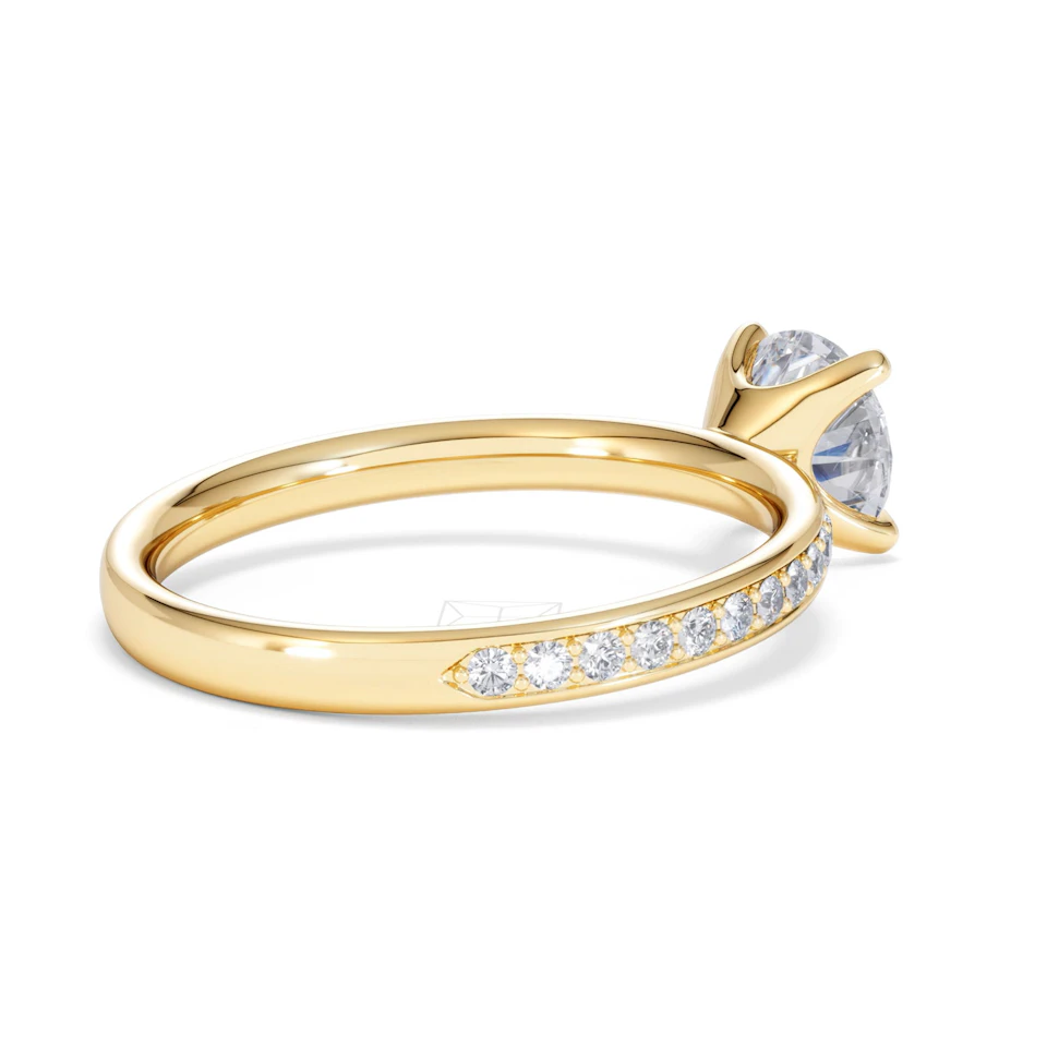 Origin 1.25ct Round Cut Lab Diamond Solitaire Engagement Ring with Side Stones in 18K Yellow Gold