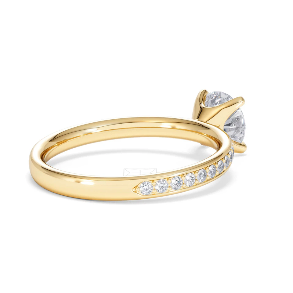 Origin 1.25ct Round Cut Lab Diamond Solitaire Engagement Ring with Side Stones in 18K Yellow Gold