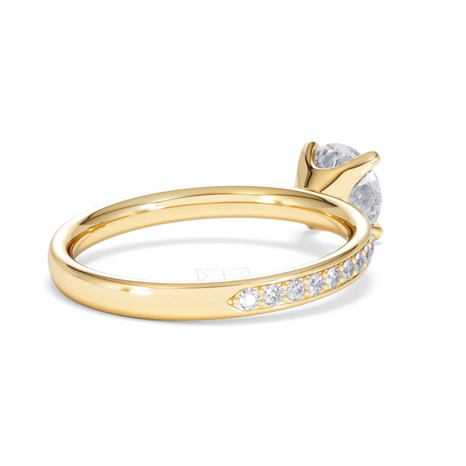 Origin 1.25ct Round Cut Lab Diamond Solitaire Engagement Ring with Side Stones in 18K Yellow Gold