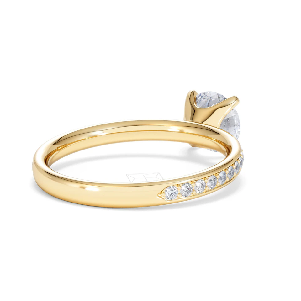 Origin 1.25ct Round Cut Lab Diamond Solitaire Engagement Ring with Side Stones in 18K Yellow Gold