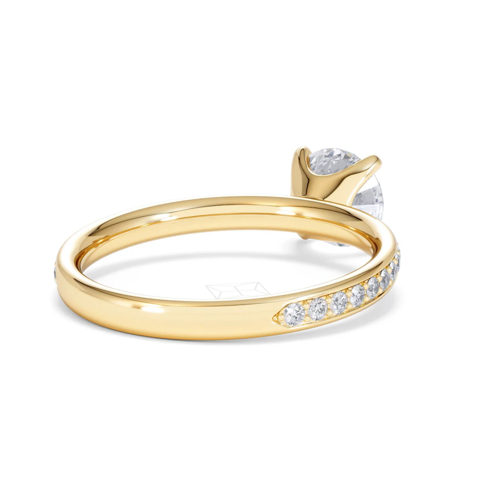 Origin 1.25ct Round Cut Lab Diamond Solitaire Engagement Ring with Side Stones in 18K Yellow Gold
