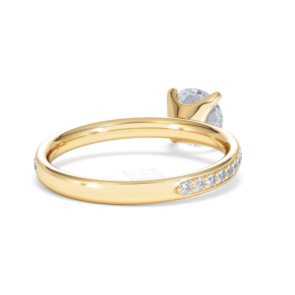 Origin 1.25ct Round Cut Lab Diamond Solitaire Engagement Ring with Side Stones in 18K Yellow Gold