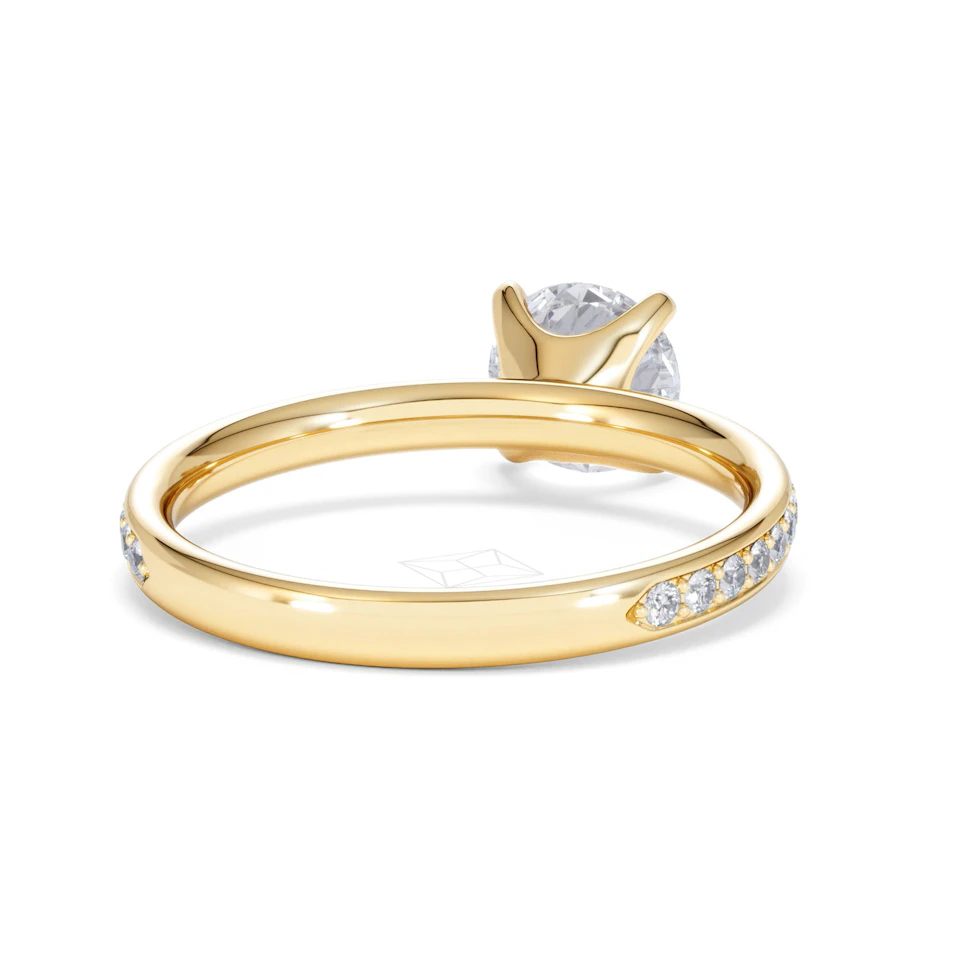 Origin 1.25ct Round Cut Lab Diamond Solitaire Engagement Ring with Side Stones in 18K Yellow Gold
