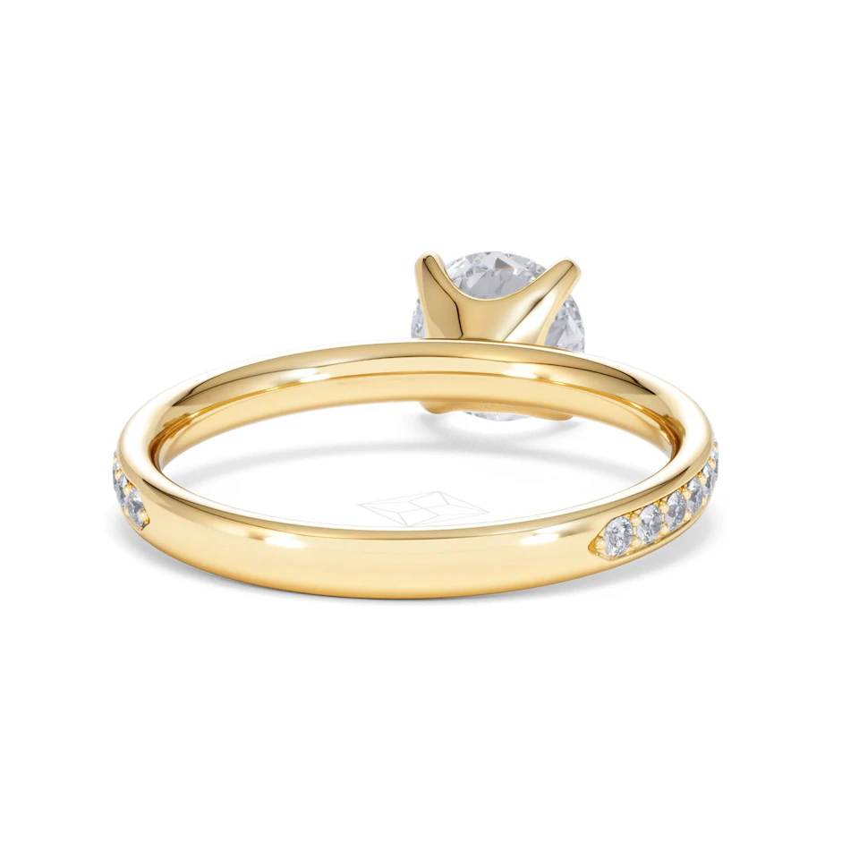 Origin 1.25ct Round Cut Lab Diamond Solitaire Engagement Ring with Side Stones in 18K Yellow Gold