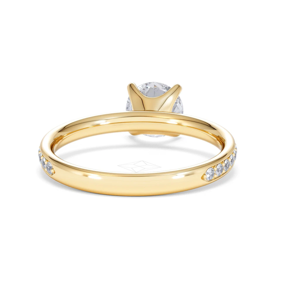 Origin 1.25ct Round Cut Lab Diamond Solitaire Engagement Ring with Side Stones in 18K Yellow Gold