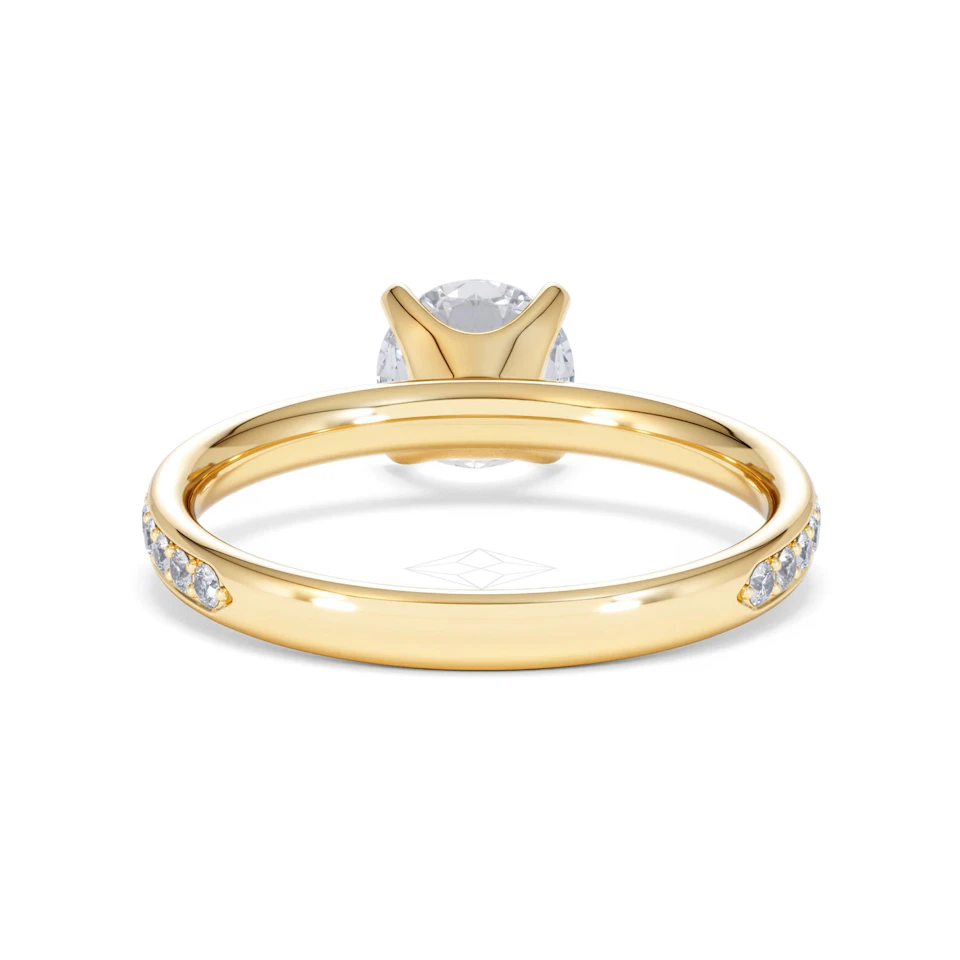 Origin 1.25ct Round Cut Lab Diamond Solitaire Engagement Ring with Side Stones in 18K Yellow Gold