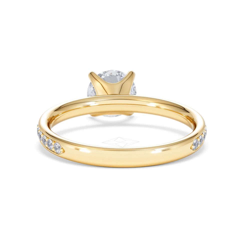 Origin 1.25ct Round Cut Lab Diamond Solitaire Engagement Ring with Side Stones in 18K Yellow Gold