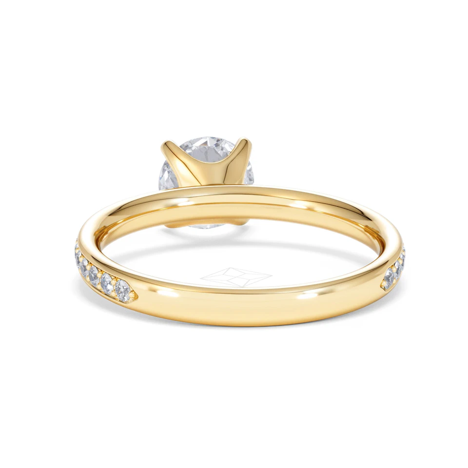Origin 1.25ct Round Cut Lab Diamond Solitaire Engagement Ring with Side Stones in 18K Yellow Gold