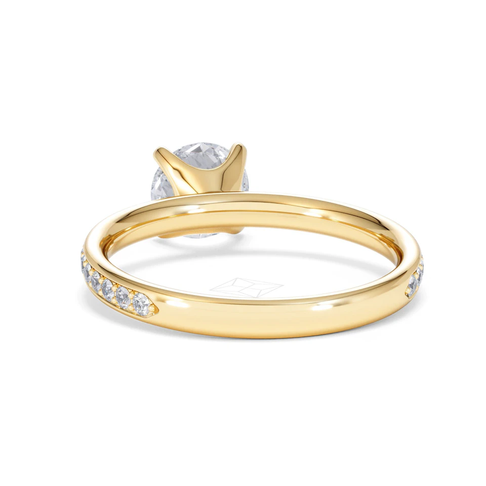Origin 1.25ct Round Cut Lab Diamond Solitaire Engagement Ring with Side Stones in 18K Yellow Gold