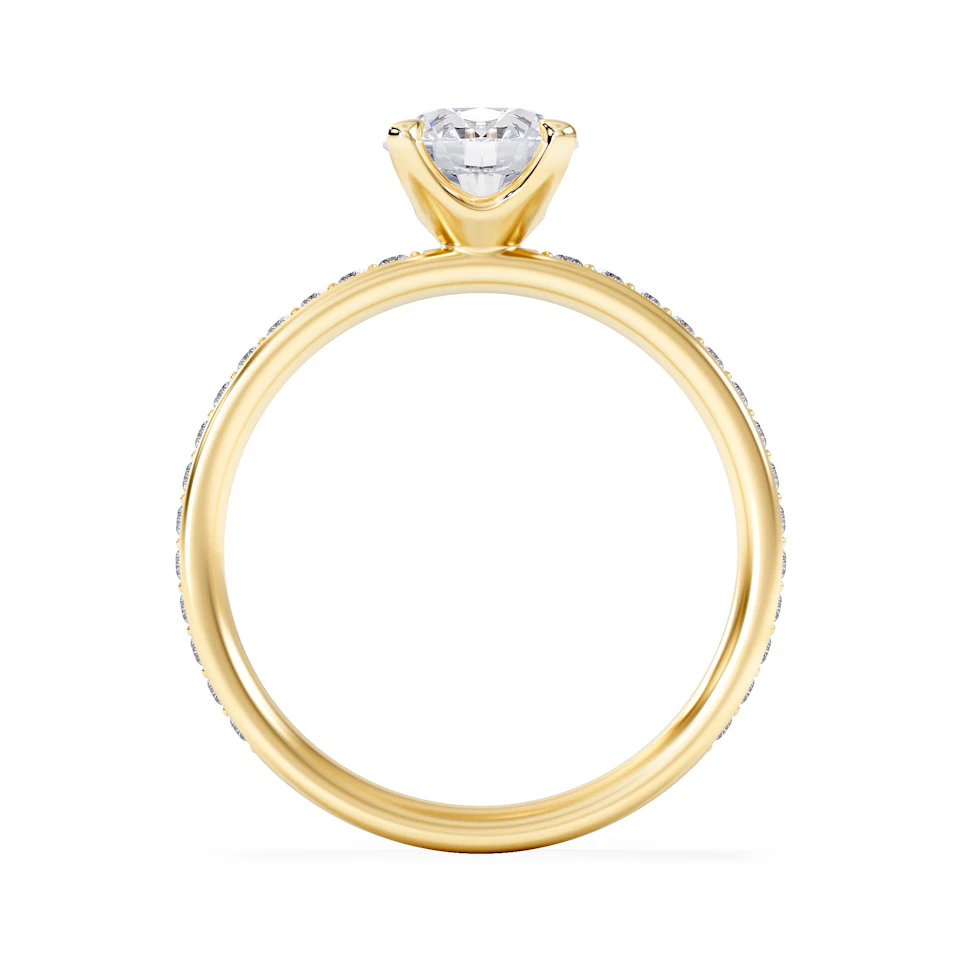 Origin 1.25ct Round Cut Lab Diamond Solitaire Engagement Ring with Side Stones in 18K Yellow Gold