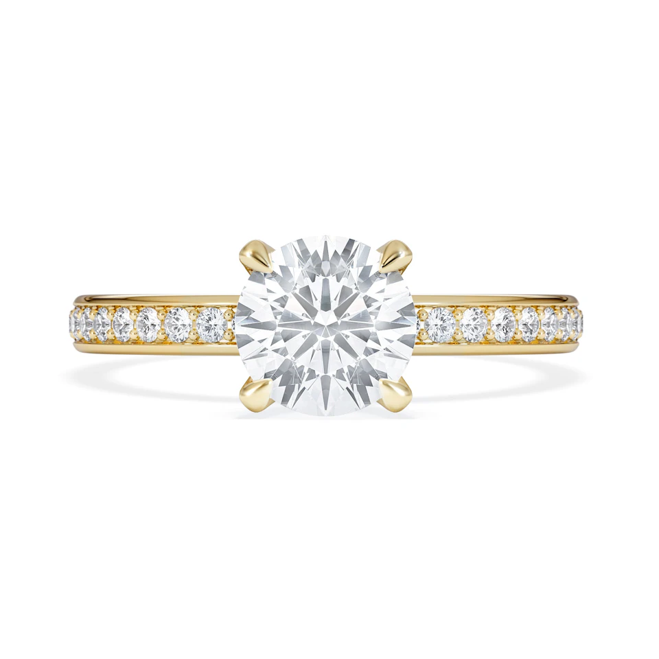Origin 1.25ct Round Cut Lab Diamond Solitaire Engagement Ring with Side Stones in 18K Yellow Gold