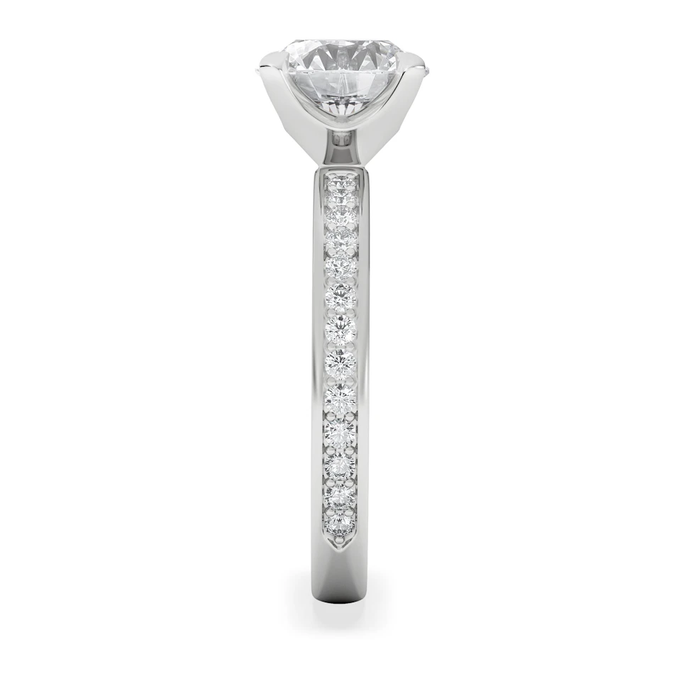 Origin 2.25ct Round Cut Lab Diamond Solitaire Engagement Ring with Side Stones in 18K White Gold
