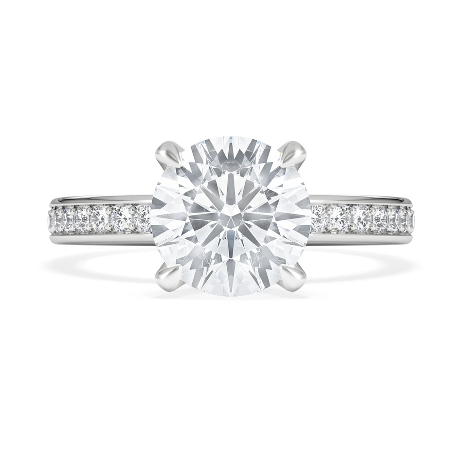 Origin 2.25ct Round Cut Lab Diamond Solitaire Engagement Ring with Side Stones in Platinum