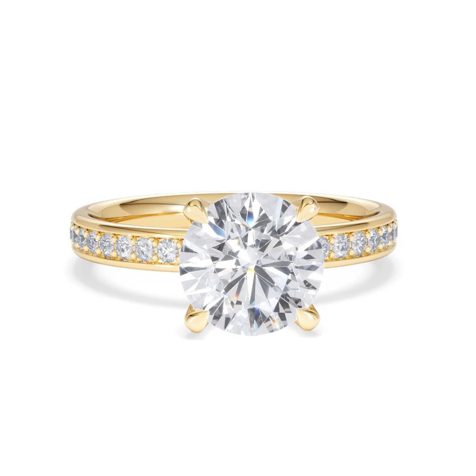 Origin 2.25ct Round Cut Lab Diamond Solitaire Engagement Ring with Side Stones in 18K Yellow Gold