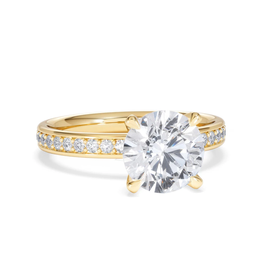 Origin 2.25ct Round Cut Lab Diamond Solitaire Engagement Ring with Side Stones in 18K Yellow Gold