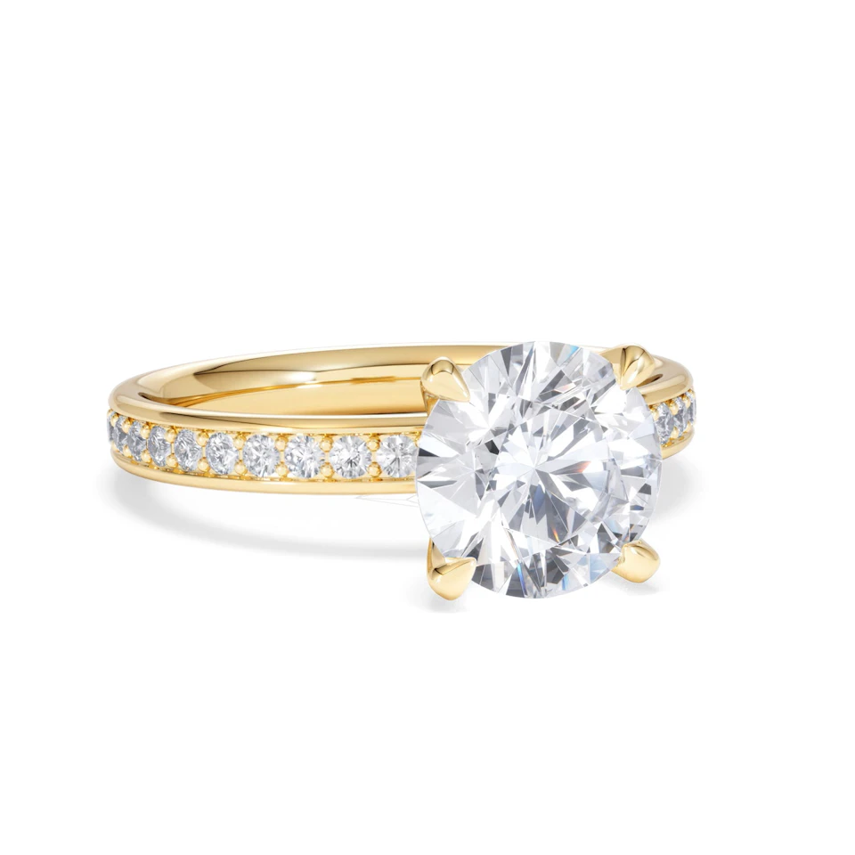 Origin 2.25ct Round Cut Lab Diamond Solitaire Engagement Ring with Side Stones in 18K Yellow Gold
