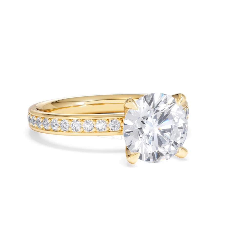 Origin 2.25ct Round Cut Lab Diamond Solitaire Engagement Ring with Side Stones in 18K Yellow Gold