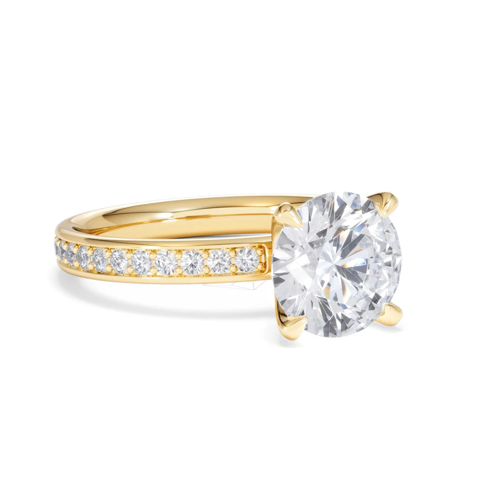 Origin 2.25ct Round Cut Lab Diamond Solitaire Engagement Ring with Side Stones in 18K Yellow Gold