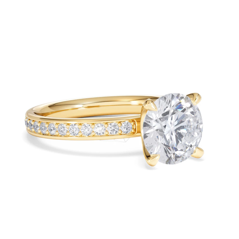 Origin 2.25ct Round Cut Lab Diamond Solitaire Engagement Ring with Side Stones in 18K Yellow Gold