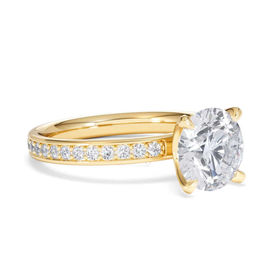 Origin 2.25ct Round Cut Lab Diamond Solitaire Engagement Ring with Side Stones in 18K Yellow Gold
