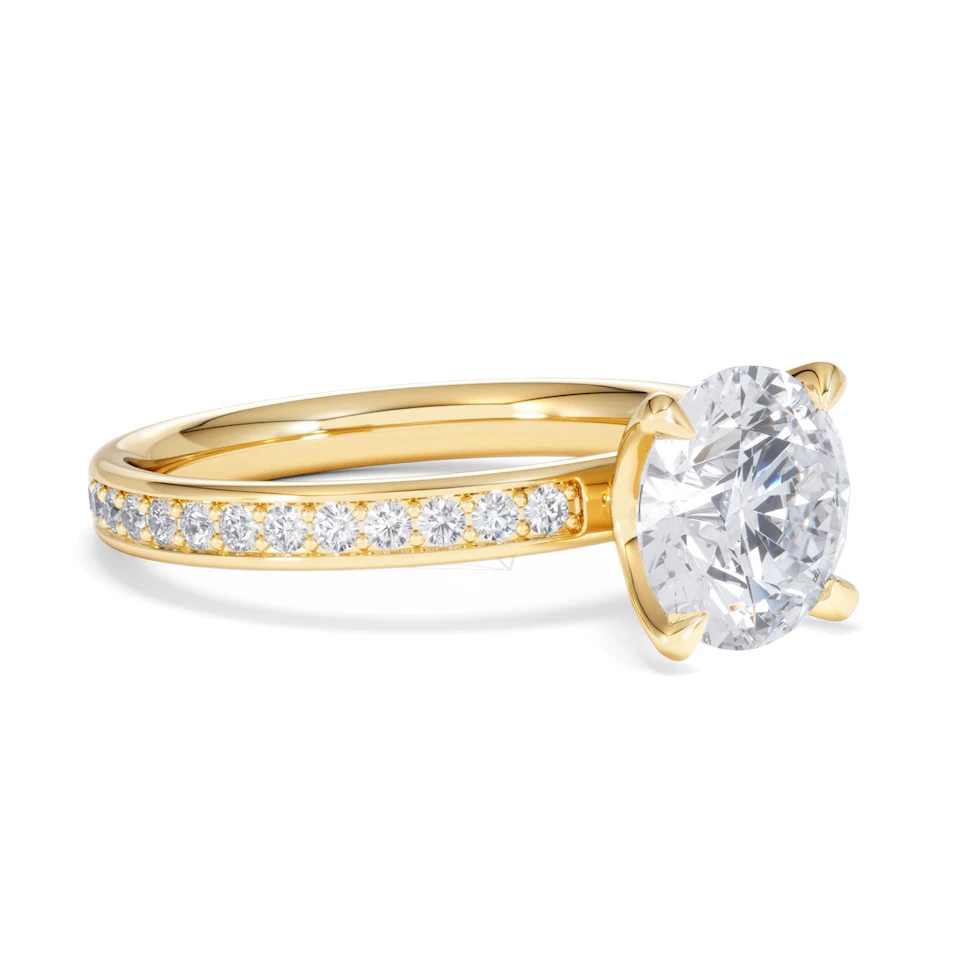 Origin 2.25ct Round Cut Lab Diamond Solitaire Engagement Ring with Side Stones in 18K Yellow Gold