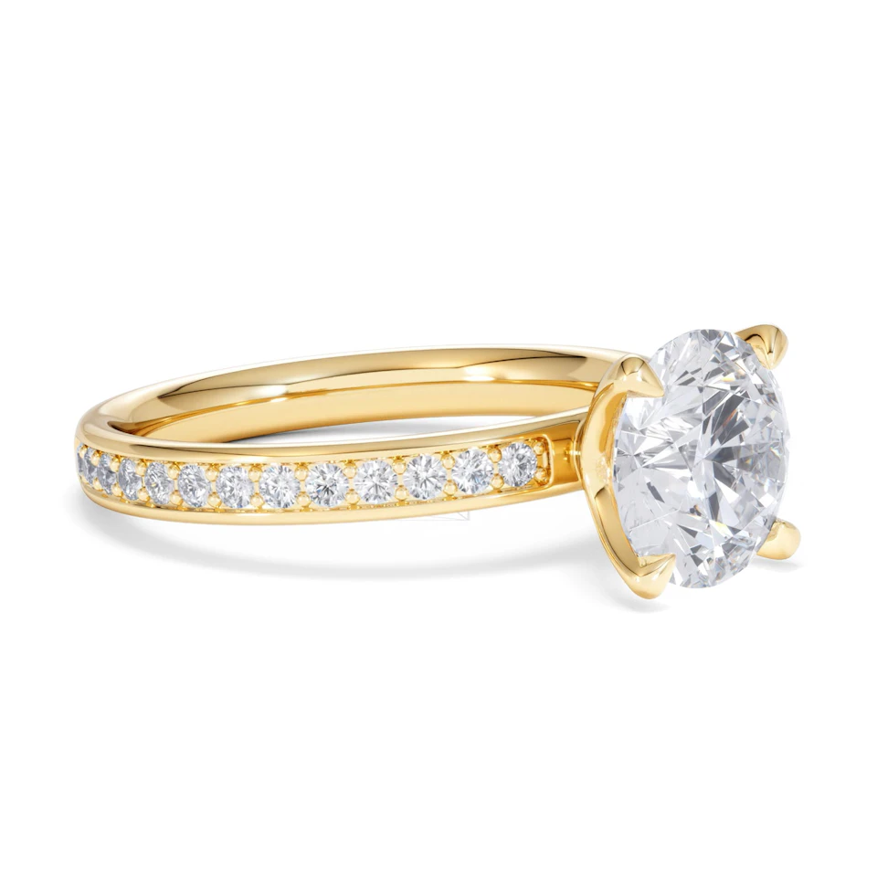 Origin 2.25ct Round Cut Lab Diamond Solitaire Engagement Ring with Side Stones in 18K Yellow Gold