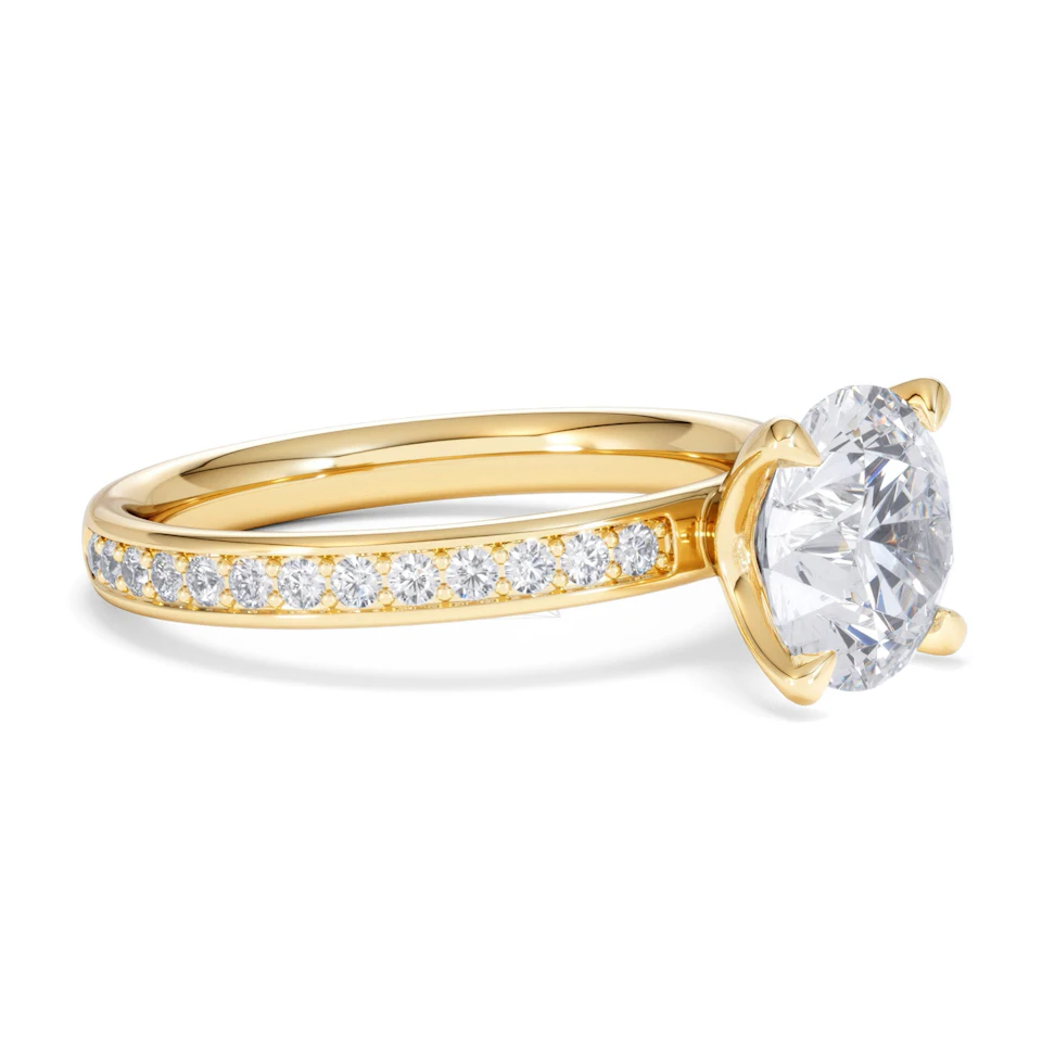Origin 2.25ct Round Cut Lab Diamond Solitaire Engagement Ring with Side Stones in 18K Yellow Gold