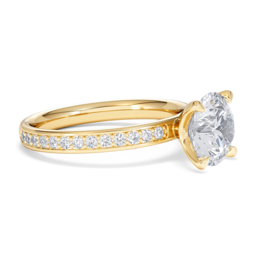 Origin 2.25ct Round Cut Lab Diamond Solitaire Engagement Ring with Side Stones in 18K Yellow Gold
