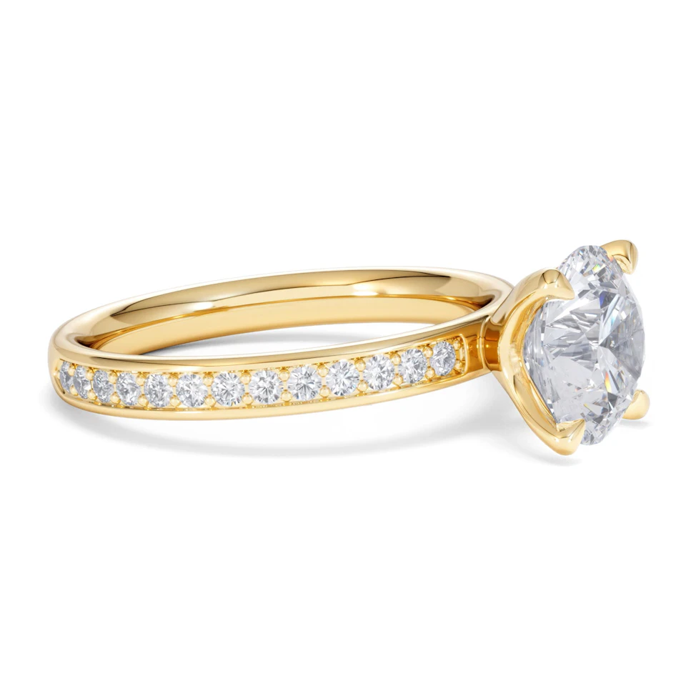 Origin 2.25ct Round Cut Lab Diamond Solitaire Engagement Ring with Side Stones in 18K Yellow Gold