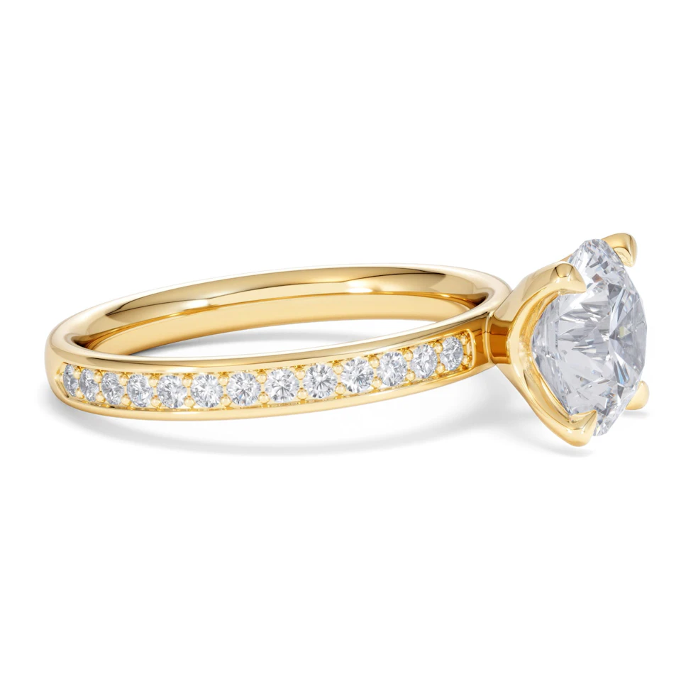 Origin 2.25ct Round Cut Lab Diamond Solitaire Engagement Ring with Side Stones in 18K Yellow Gold