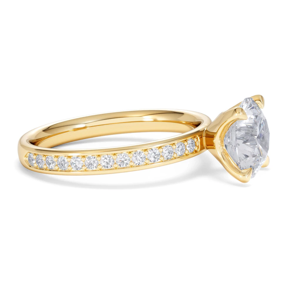 Origin 2.25ct Round Cut Lab Diamond Solitaire Engagement Ring with Side Stones in 18K Yellow Gold